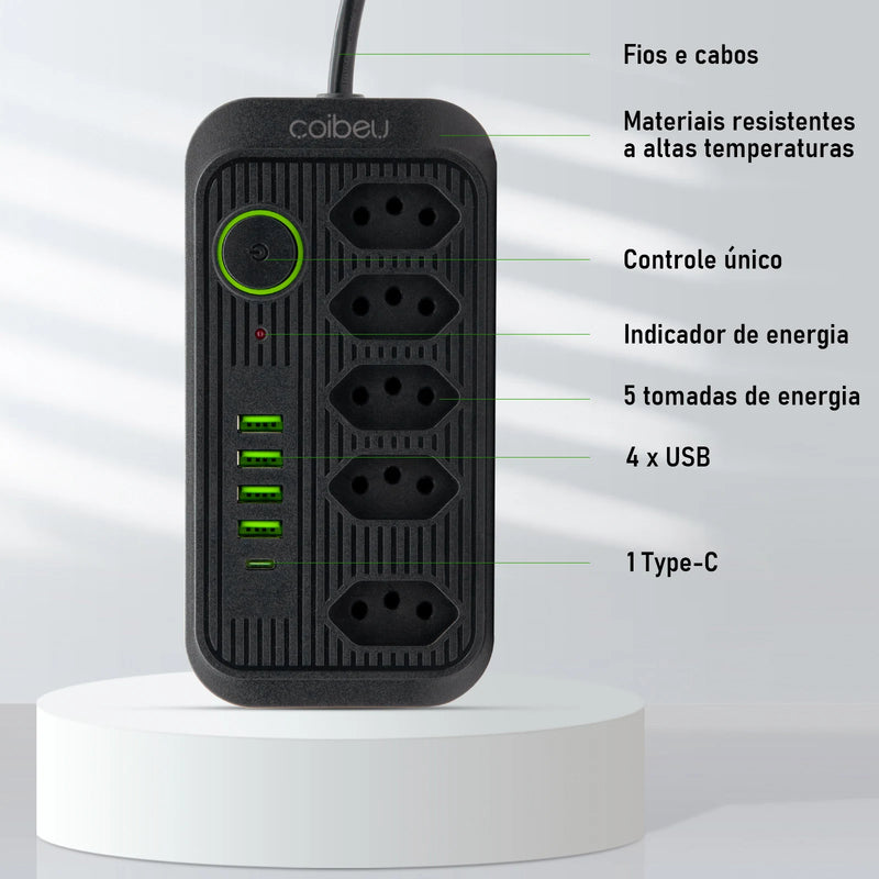 Tomada de extensão, filtro de linha, extensão de energia, soquete USB, plugue, plugue de água, filtro de linha do Brasil, 100-220 V, 10 A