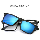 Óculos de sol polarizados magnéticos para miopia, UNISEX, com clipe, armação quadrada, 6 em 1, -0,5 a -10