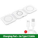 3 em 1 Carregador magnético sem fio Pad Stand dobrável para iPhone 15 14 13 12 11 Apple Watch AirPods 15W Estação de carregamento rápido