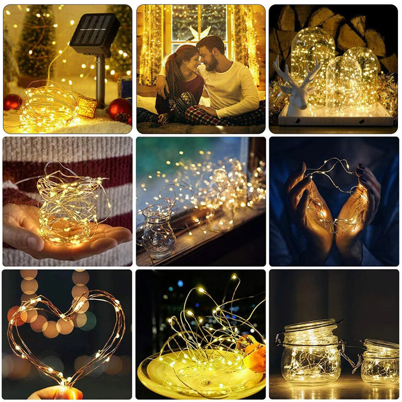 Corda de Luzes, carregamento solar, LED à Prova d'Água Ar Livre 22m 200 LED Light