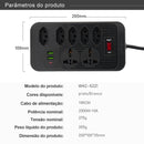 Tomada de extensão, filtro de linha, extensão de energia, soquete USB, plugue, plugue de água, filtro de linha do Brasil, 100-220 V, 10 A