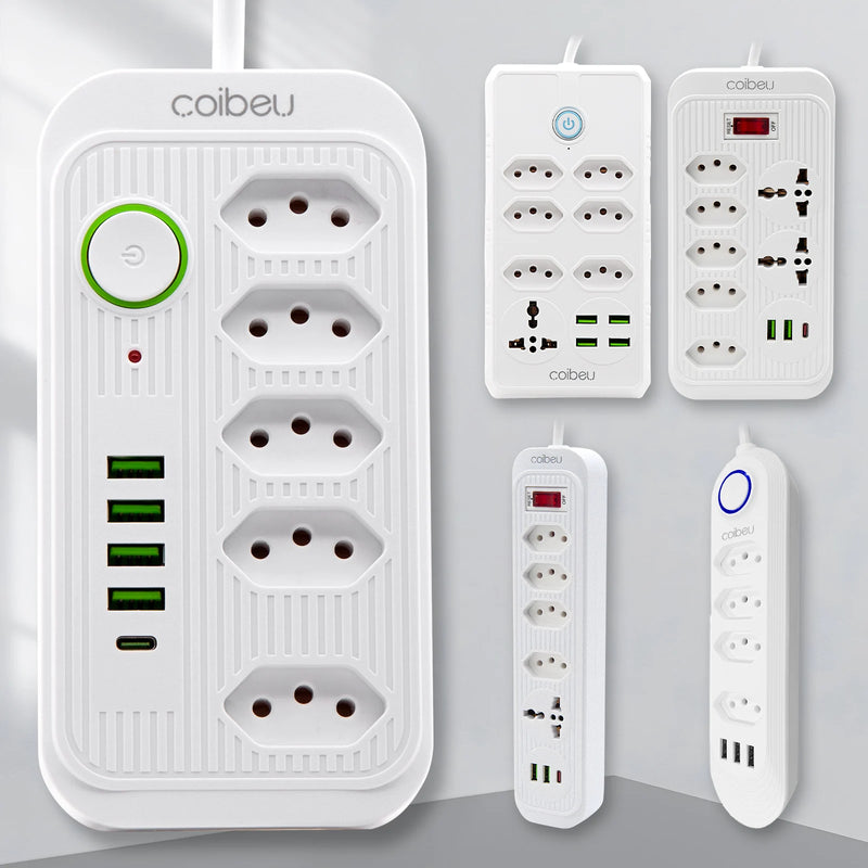 Tomada de extensão, filtro de linha, extensão de energia, soquete USB, plugue, plugue de água, filtro de linha do Brasil, 100-220 V, 10 A