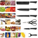 Brasil 6 PCs Conjunto de ferramentas Black WAVE FACAS, Conjunto de facas de aço inoxidável Faca de chef Faca de frutas