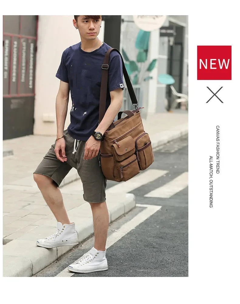 Bolsa de lona Unissex, transversal, tiracolor, de ombro, para viagem, trabalho, faculdade.