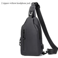 Bolsa de ombro masculina multifuncional antifurto com USB, transversal, transversal, para viagem, bolsa de peito, mochila mensageiro