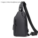 Bolsa de ombro masculina multifuncional antifurto com USB, transversal, transversal, para viagem, bolsa de peito, mochila mensageiro