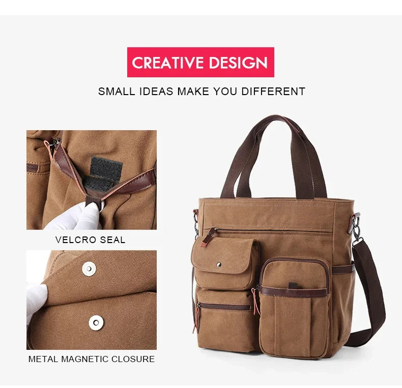 Bolsa de lona Unissex, transversal, tiracolor, de ombro, para viagem, trabalho, faculdade.