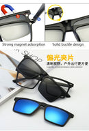 Óculos de sol polarizados magnéticos para miopia, UNISEX, com clipe, armação quadrada, 6 em 1, -0,5 a -10