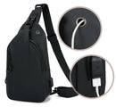 Bolsa de ombro masculina multifuncional antifurto com USB, transversal, transversal, para viagem, bolsa de peito, mochila mensageiro