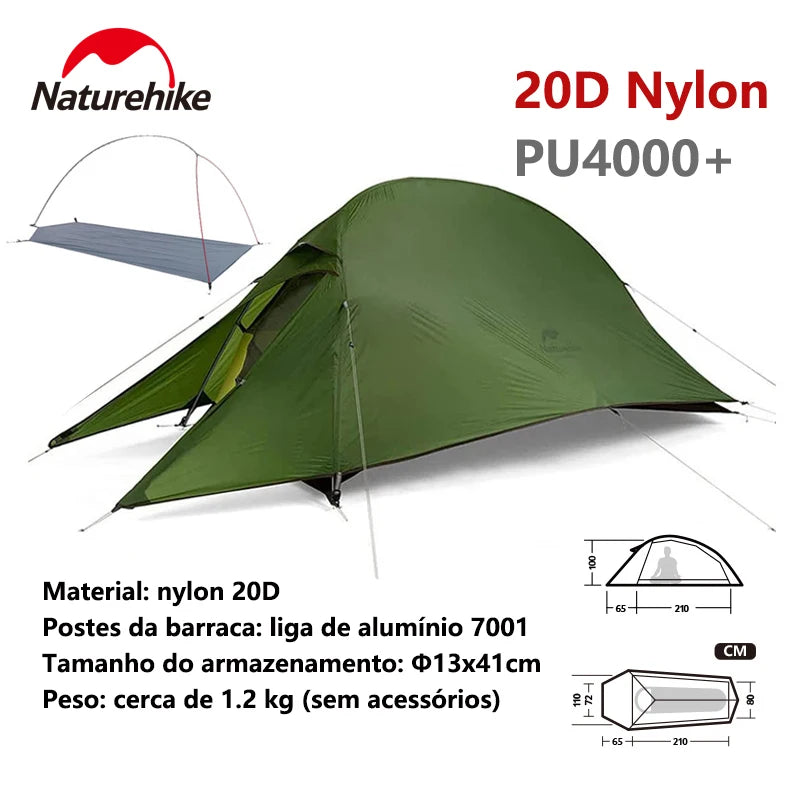 NATUREHIKE - Tenda de acampamento  para 1 pessoa Cloud Up, ultraleve, à prova d'água, para trilhas ao ar livre, mochila e trekking, com colchonete GRÁTIS