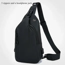 Bolsa de ombro masculina multifuncional antifurto com USB, transversal, transversal, para viagem, bolsa de peito, mochila mensageiro