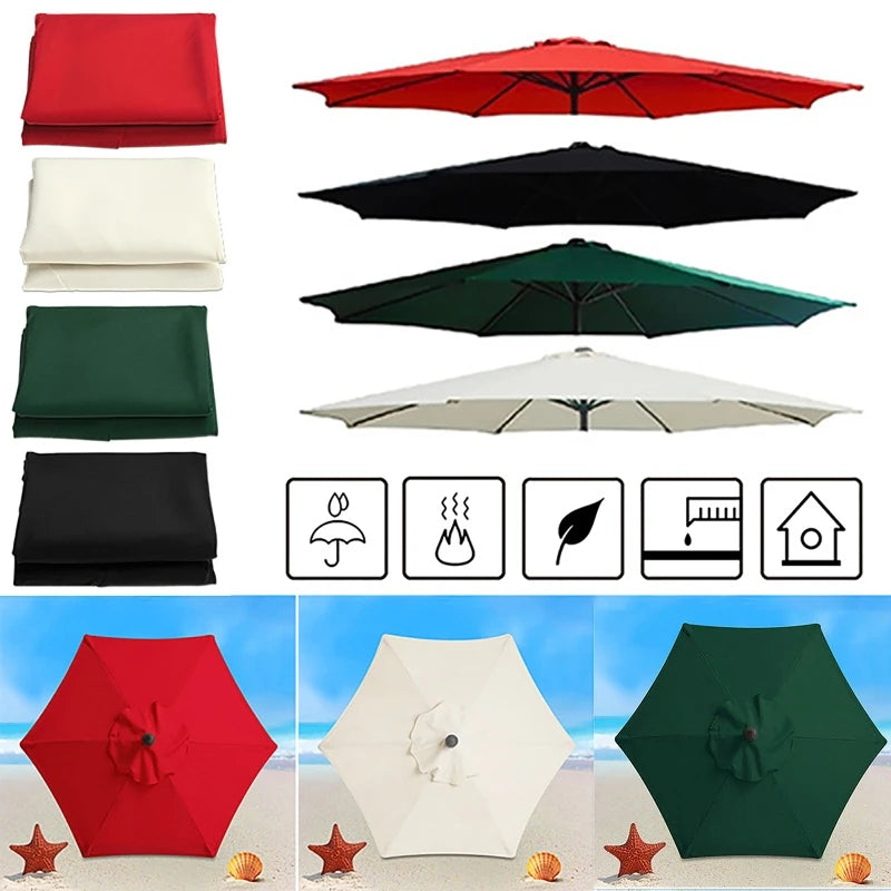 Guarda-chuva de poliéster de 2 m/6,56 pés, tecido de substituição para guarda-chuva de jardim ao ar livre, proteção UV, capa de guarda-chuva à prova de chuva