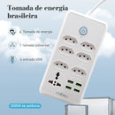 Tomada de extensão, filtro de linha, extensão de energia, soquete USB, plugue, plugue de água, filtro de linha do Brasil, 100-220 V, 10 A