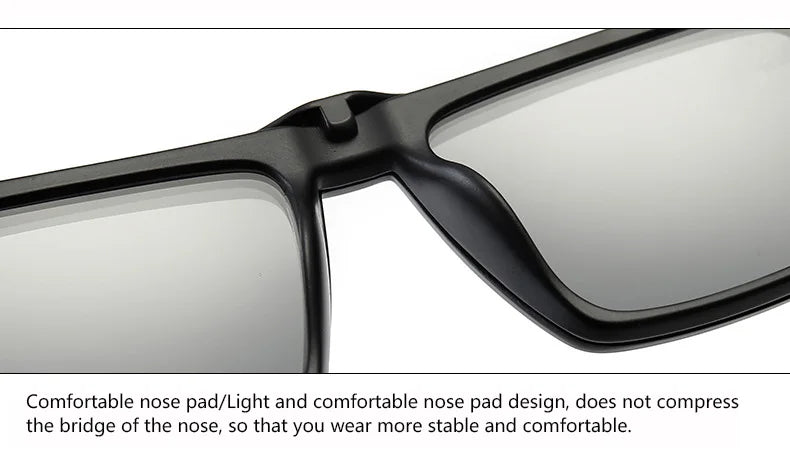 Óculos de sol polarizados magnéticos para miopia, UNISEX, com clipe, armação quadrada, 6 em 1, -0,5 a -10