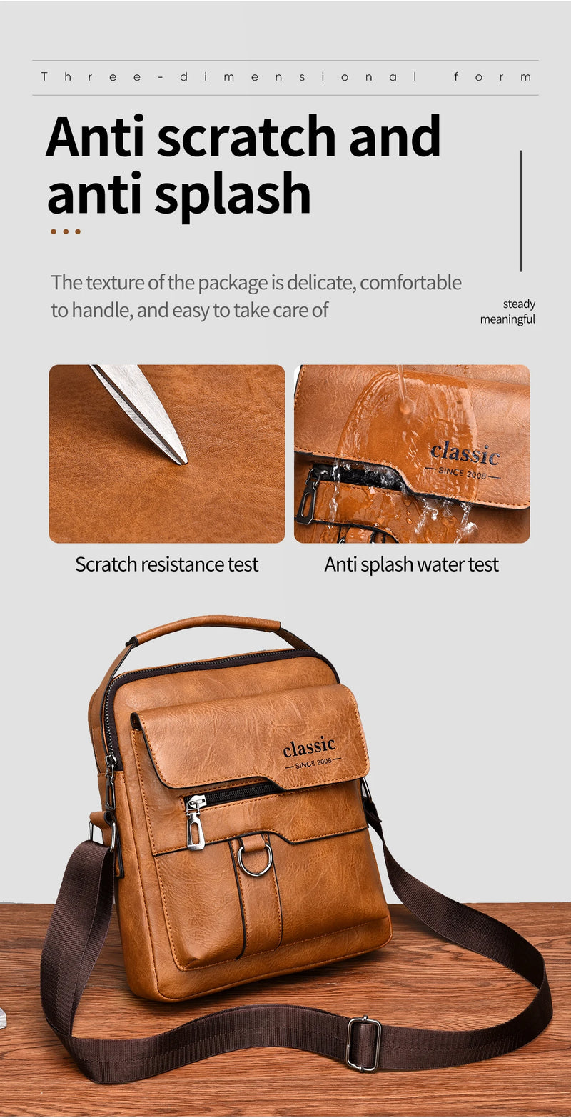 LINDA! EM COURO - Bolsa transversal masculina de COURO DE LUXO, de ombro, de negócios, grande capacidade, bolsa lateral tipo carteiro