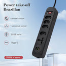 Tomada de extensão, filtro de linha, extensão de energia, soquete USB, plugue, plugue de água, filtro de linha do Brasil, 100-220 V, 10 A