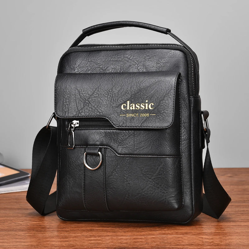 LINDA! EM COURO - Bolsa transversal masculina de COURO DE LUXO, de ombro, de negócios, grande capacidade, bolsa lateral tipo carteiro