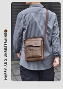 LINDA! EM COURO - Bolsa transversal masculina de COURO DE LUXO, de ombro, de negócios, grande capacidade, bolsa lateral tipo carteiro