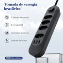 Tomada de extensão, filtro de linha, extensão de energia, soquete USB, plugue, plugue de água, filtro de linha do Brasil, 100-220 V, 10 A