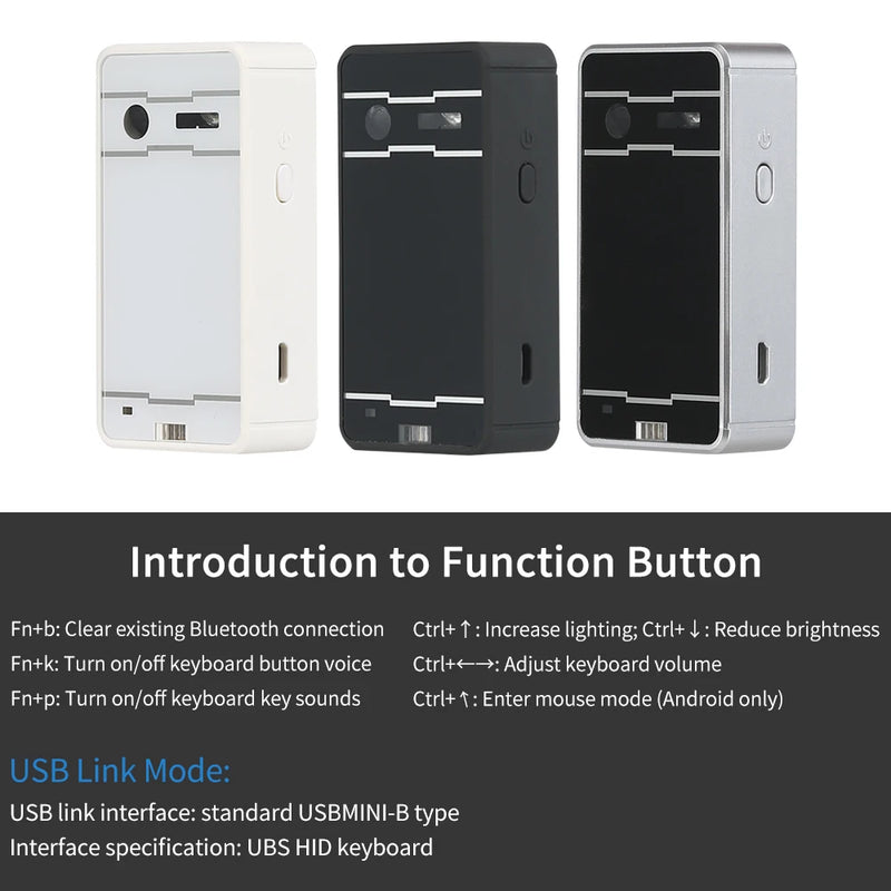 Teclado virtual portátil bluetooth com projeção sem fio, mini teclado sensível ao toque para computador e celular com função de mouse