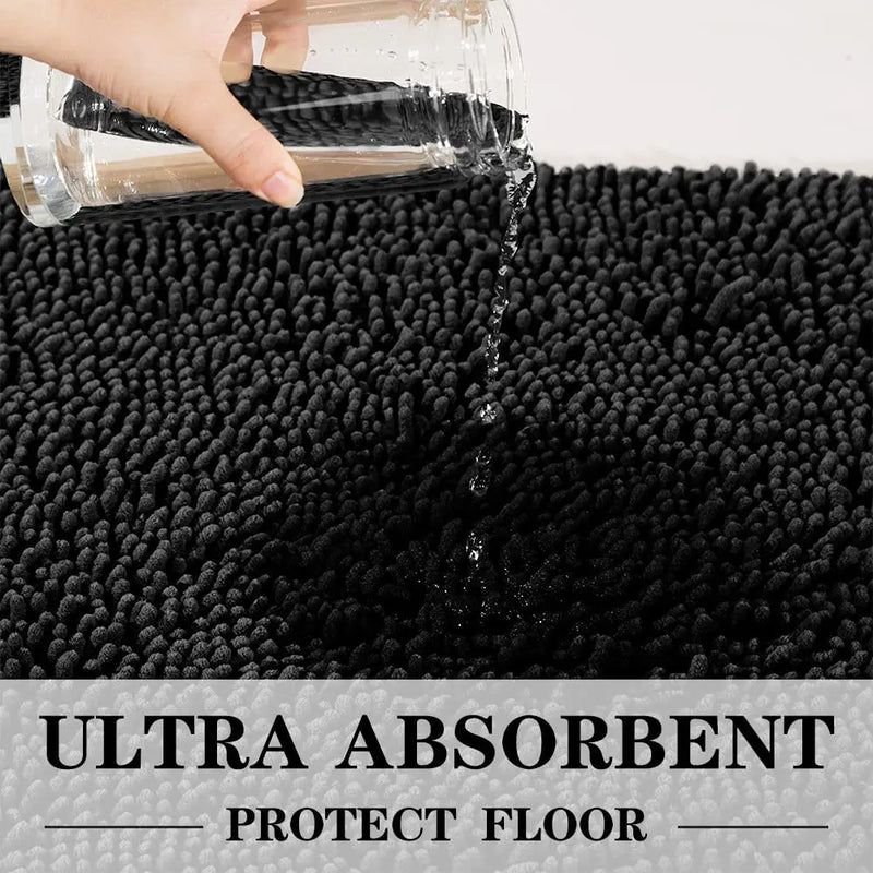 Tapete de banheiro chenille antiderrapante, de pelúcia macio e confortável.