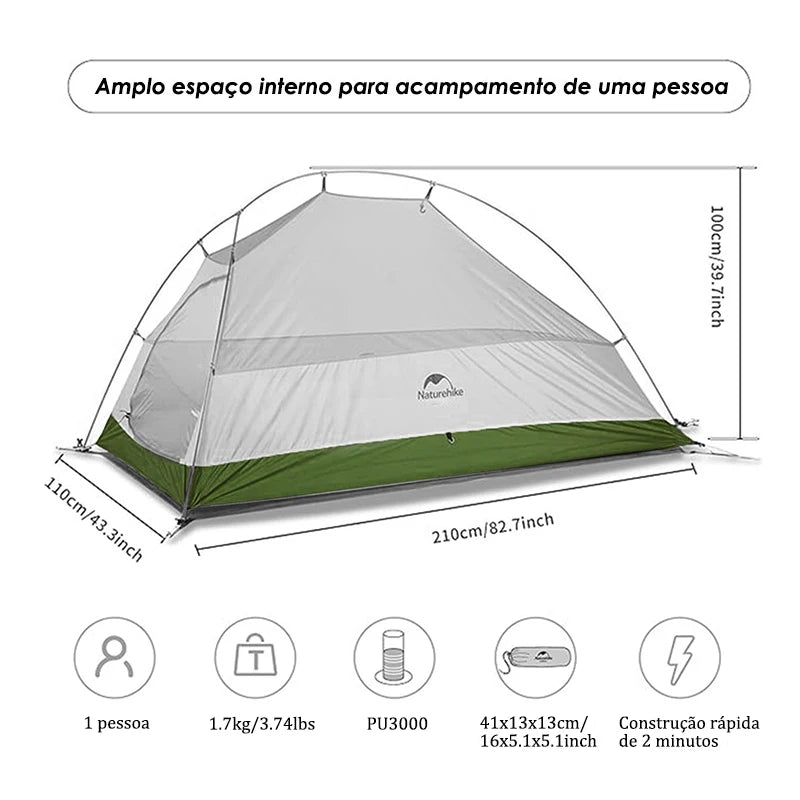 NATUREHIKE - Tenda de acampamento  para 1 pessoa Cloud Up, ultraleve, à prova d'água, para trilhas ao ar livre, mochila e trekking, com colchonete GRÁTIS