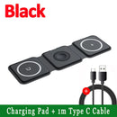 3 em 1 Carregador magnético sem fio Pad Stand dobrável para iPhone 15 14 13 12 11 Apple Watch AirPods 15W Estação de carregamento rápido