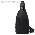 Bolsa de ombro masculina multifuncional antifurto com USB, transversal, transversal, para viagem, bolsa de peito, mochila mensageiro