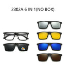 Óculos de sol polarizados magnéticos para miopia, UNISEX, com clipe, armação quadrada, 6 em 1, -0,5 a -10