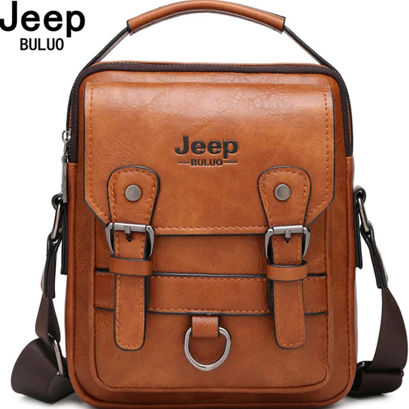 JEEP BULUO LANÇAMENTO!!! -  Bolsas de Negócios Multifuncionais Masculina,  Novas Bolsas de Ombro, Grande Capacidade, de Couro, Carteiro Bolsa Transversal PRODUTO ORIGINAL JEEP.