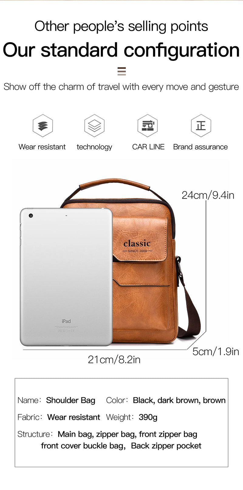 LINDA! EM COURO - Bolsa transversal masculina de COURO DE LUXO, de ombro, de negócios, grande capacidade, bolsa lateral tipo carteiro