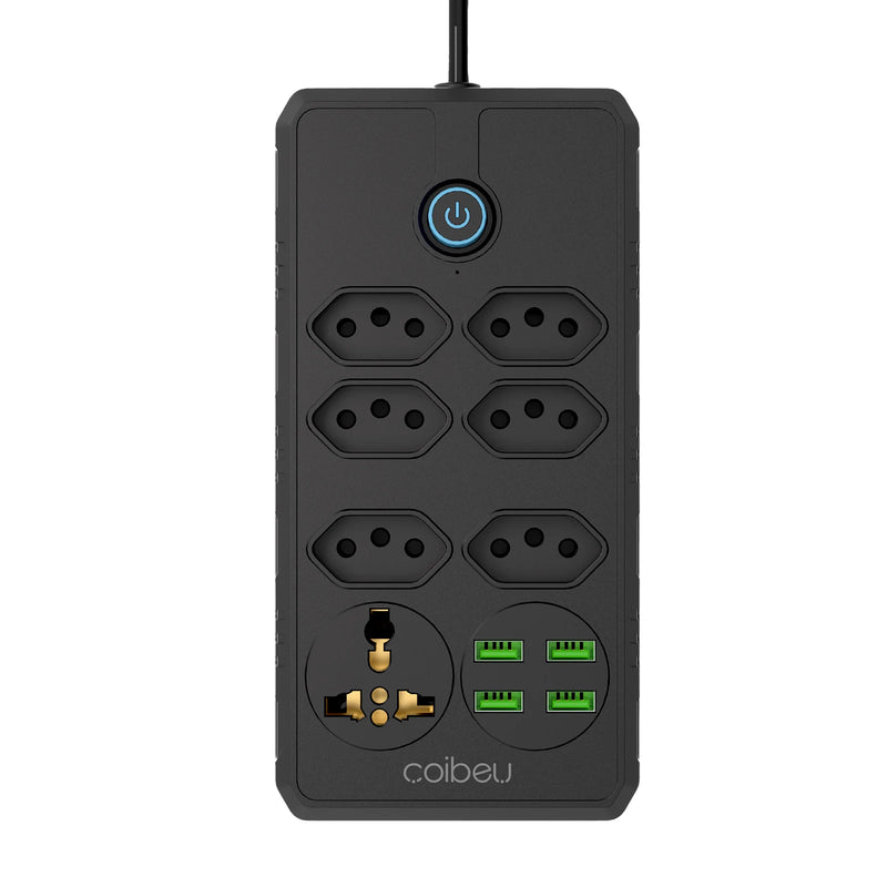 Tomada de extensão, filtro de linha, extensão de energia, soquete USB, plugue, plugue de água, filtro de linha do Brasil, 100-220 V, 10 A