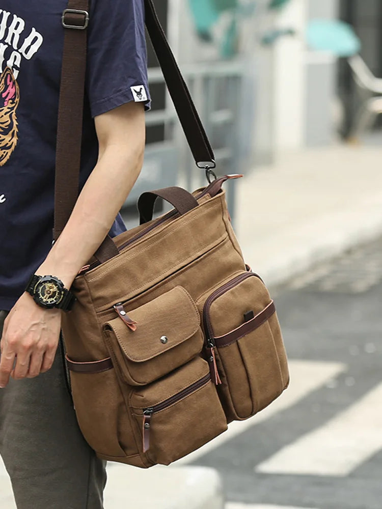 Bolsa de lona Unissex, transversal, tiracolor, de ombro, para viagem, trabalho, faculdade.