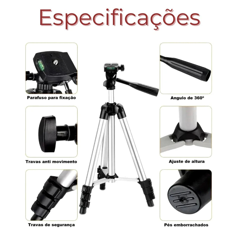 Tripé ajustável universal de altura profissional telescópico portátil para câmera,  celular smartphone fotografia 3110 vídeos