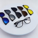 Óculos de sol polarizados magnéticos para miopia, UNISEX, com clipe, armação quadrada, 6 em 1, -0,5 a -10