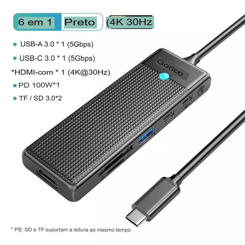 Orico tipo c docking station hub para 4k60hz hdmi-adaptador usb 3.0 rj45 pd100w carga para macbook pro acessórios para portátil